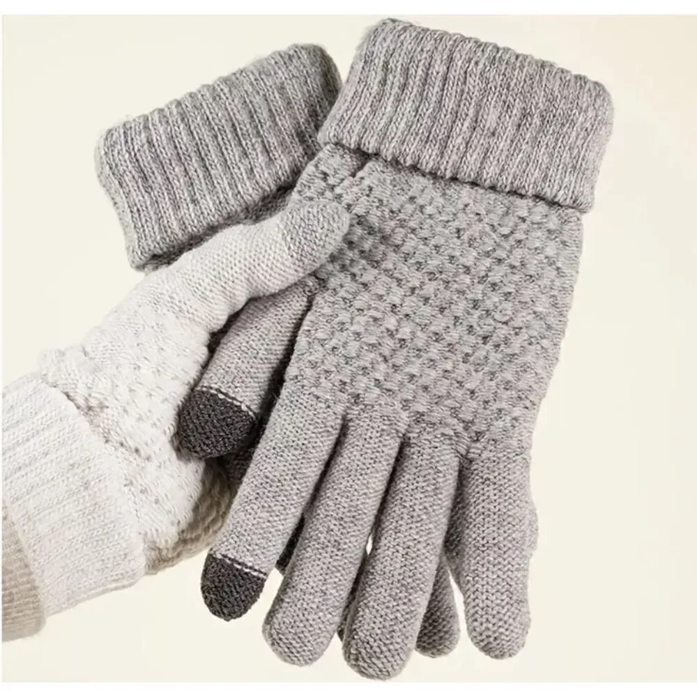 Touchscreen Gloves Unisex Gray Knit Winter Warm